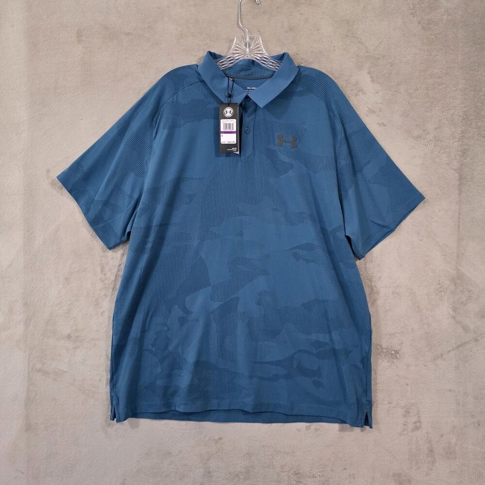 Under Armour Mens Polo Shirt Blue Sz L